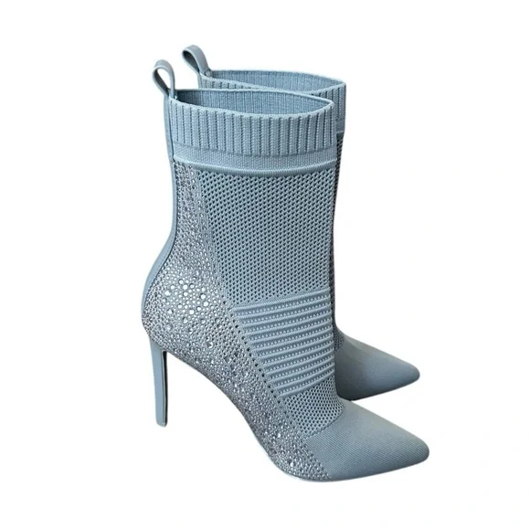 NWT Steve Madden Maxwelle Knit Pointed Toe Boots Blue size 9 - Picture 1 of 13